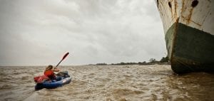 Pip Stewart kayaking Essequibo river